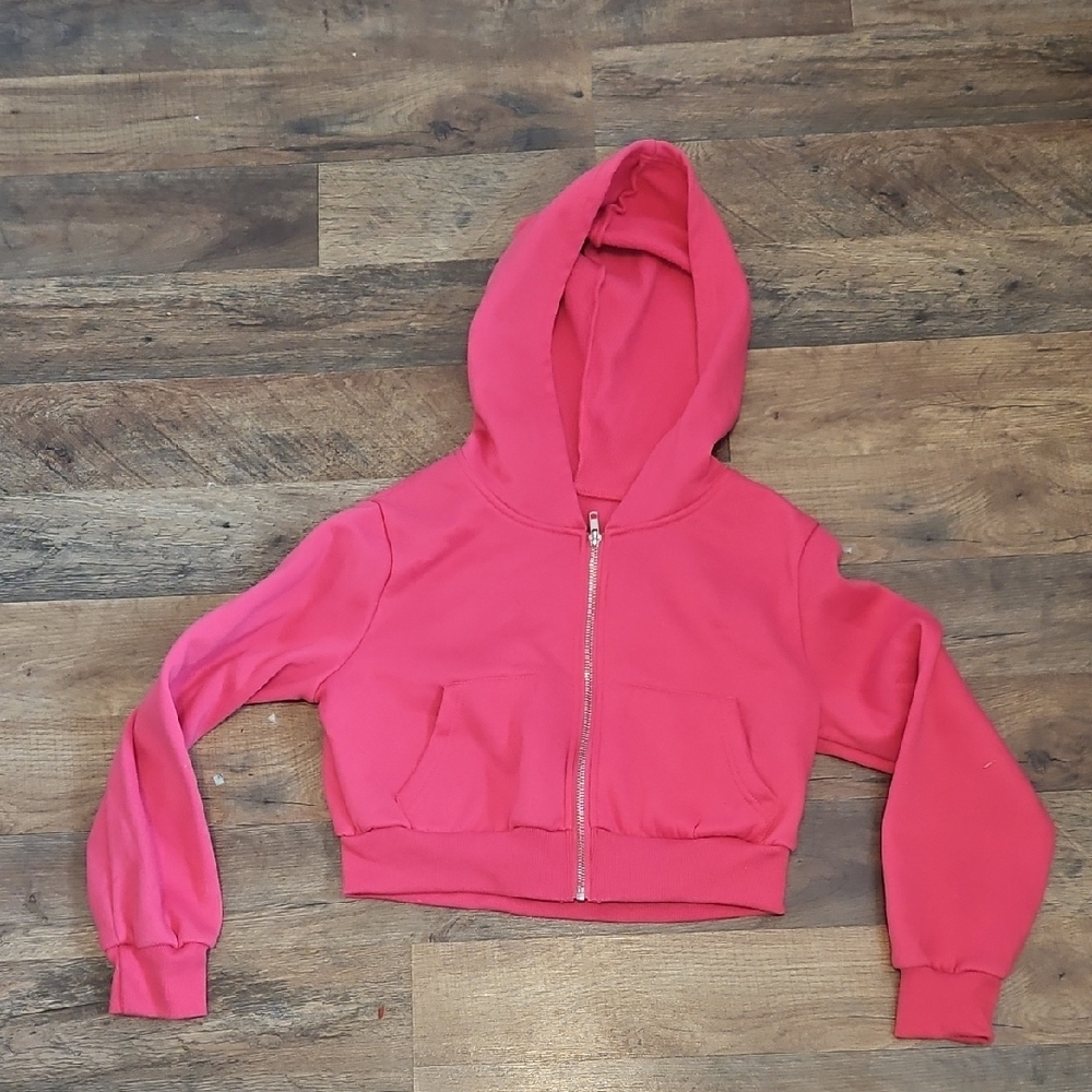 Pink Cropped Hoodie